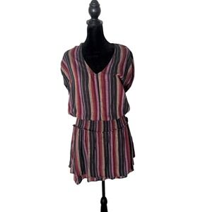 Rails Lucca Striped Drop Waist Tunic Mini Dress Smocked Tiered Women Size M